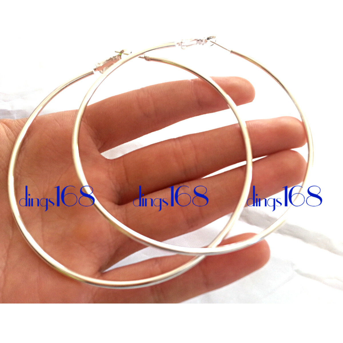 Real 925 Sterling Silver HypoAllergenic 3.5″ X-Large Thin Tube Hoop Earrings T2F