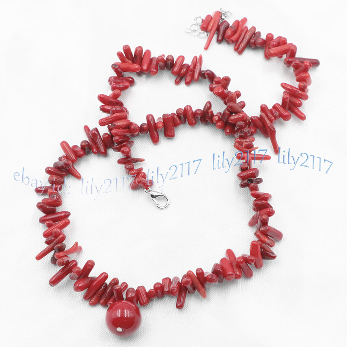 Natural 3-10mm Red Coral Gems Irregular Chips Gravel Beads Pendant Necklace 18”