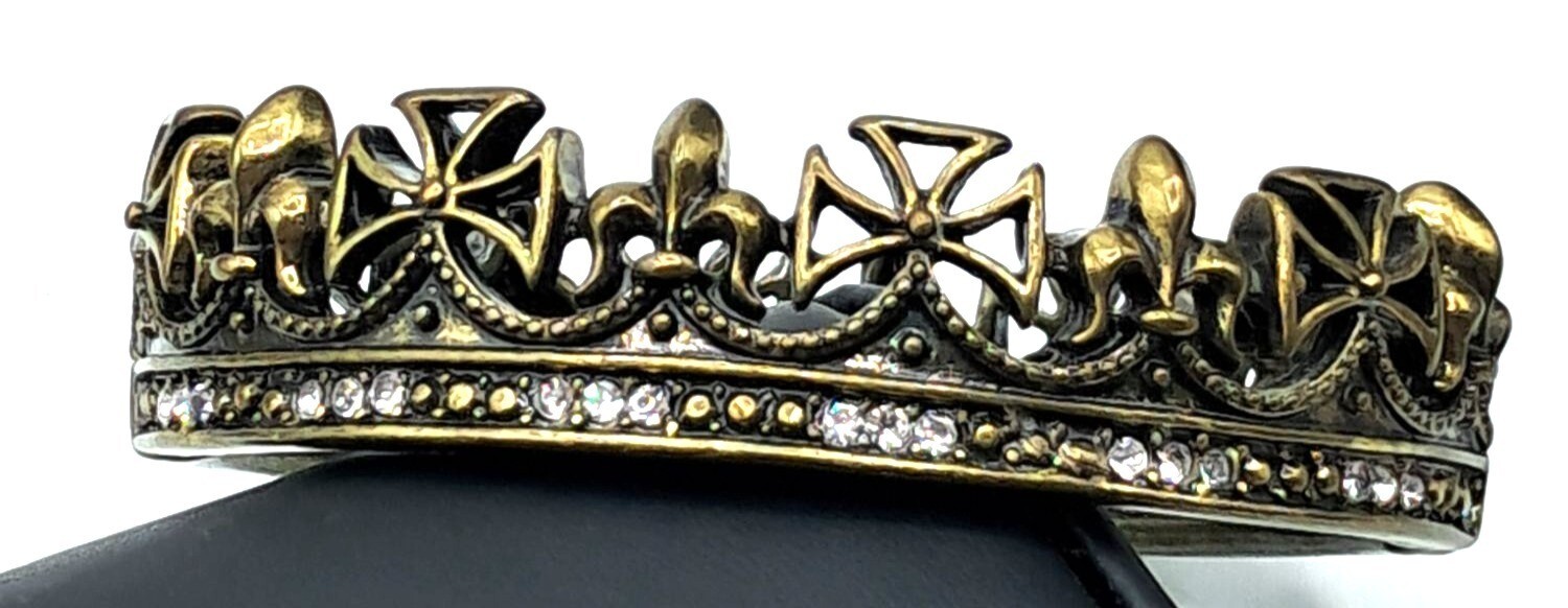 Rock & Republic Crown Bracelet with Clear Crystals Clamper Cuff Jewelry