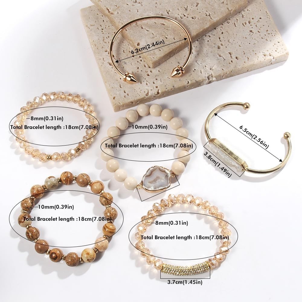 Boho Natural Stone Bracelet Set – 6PCS Handmade Turquoise & Agate Jewelry