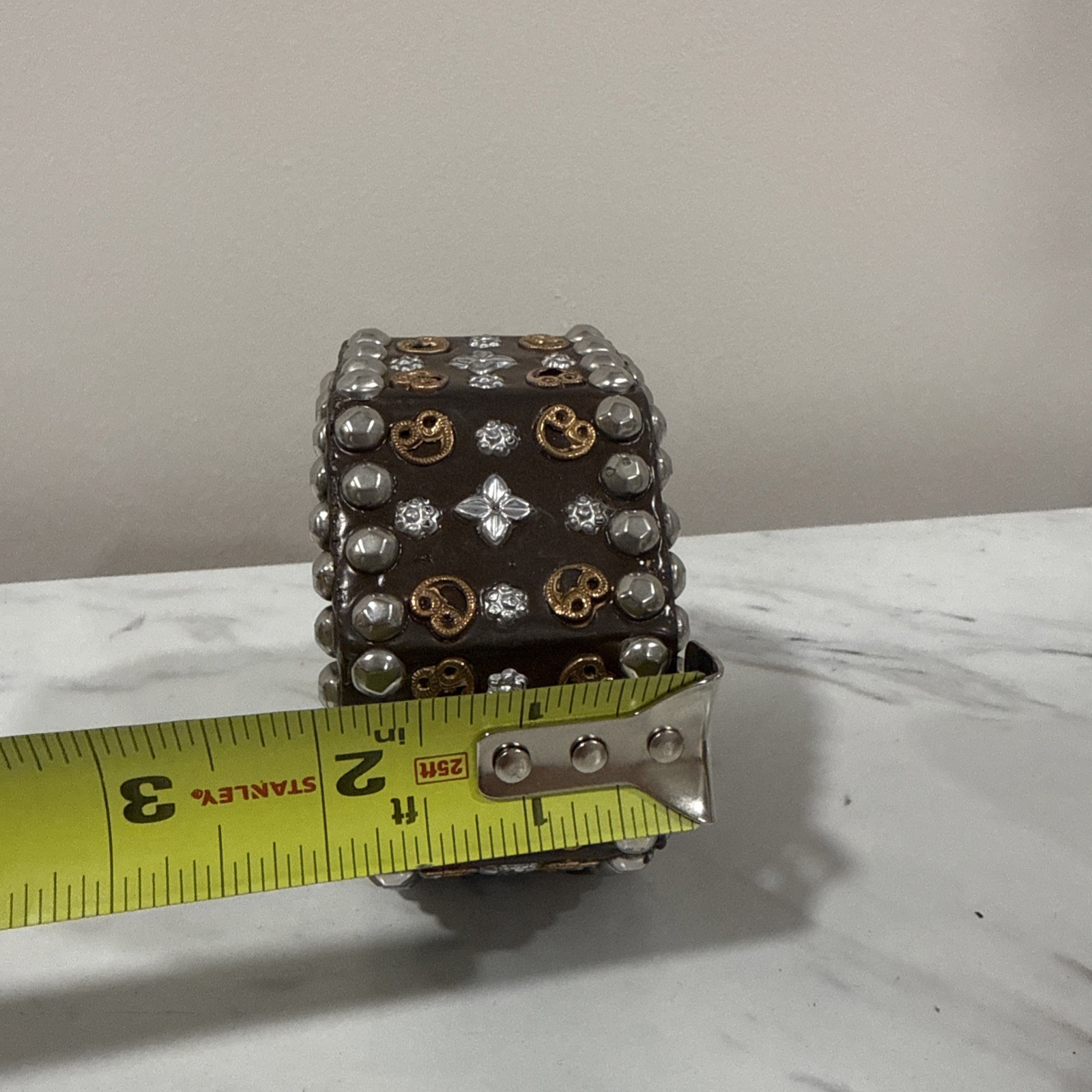 Antika Collection Brown Studded Bangle – Artisan Statement Bracelet