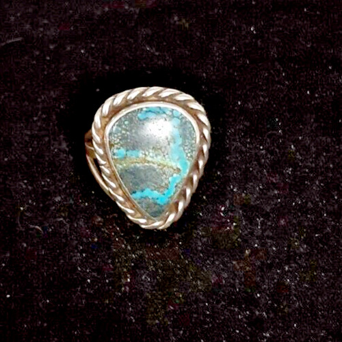 Silver Ring W/ Crysocolla Phoenix Stone Size 6.5 Unmarked Tested