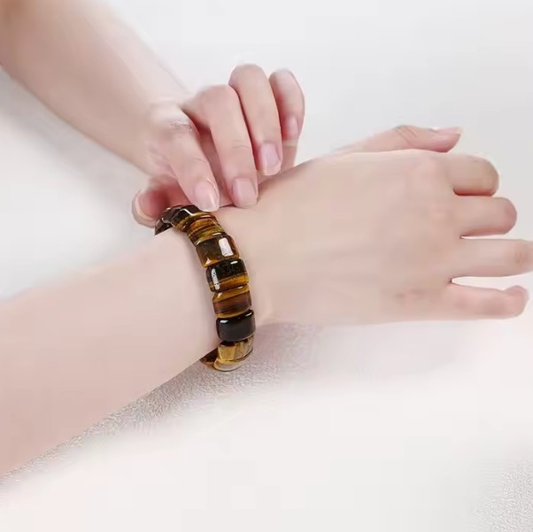 Tiger’s Eye Bracelet Bangle Natural Tiger Eye Stone Bead Healing Energy Bracelet