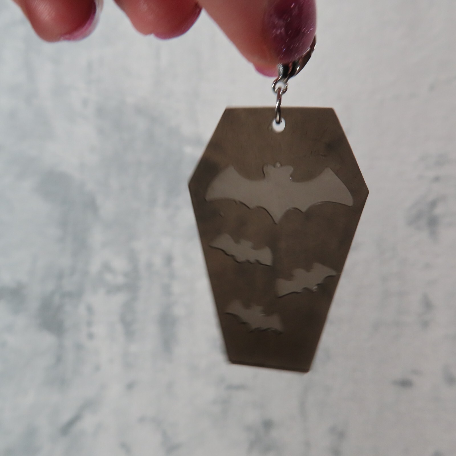 BATS BLACK Coffin Vampire Charm Zipper Pull Keychain Add On Clip Planner Resin