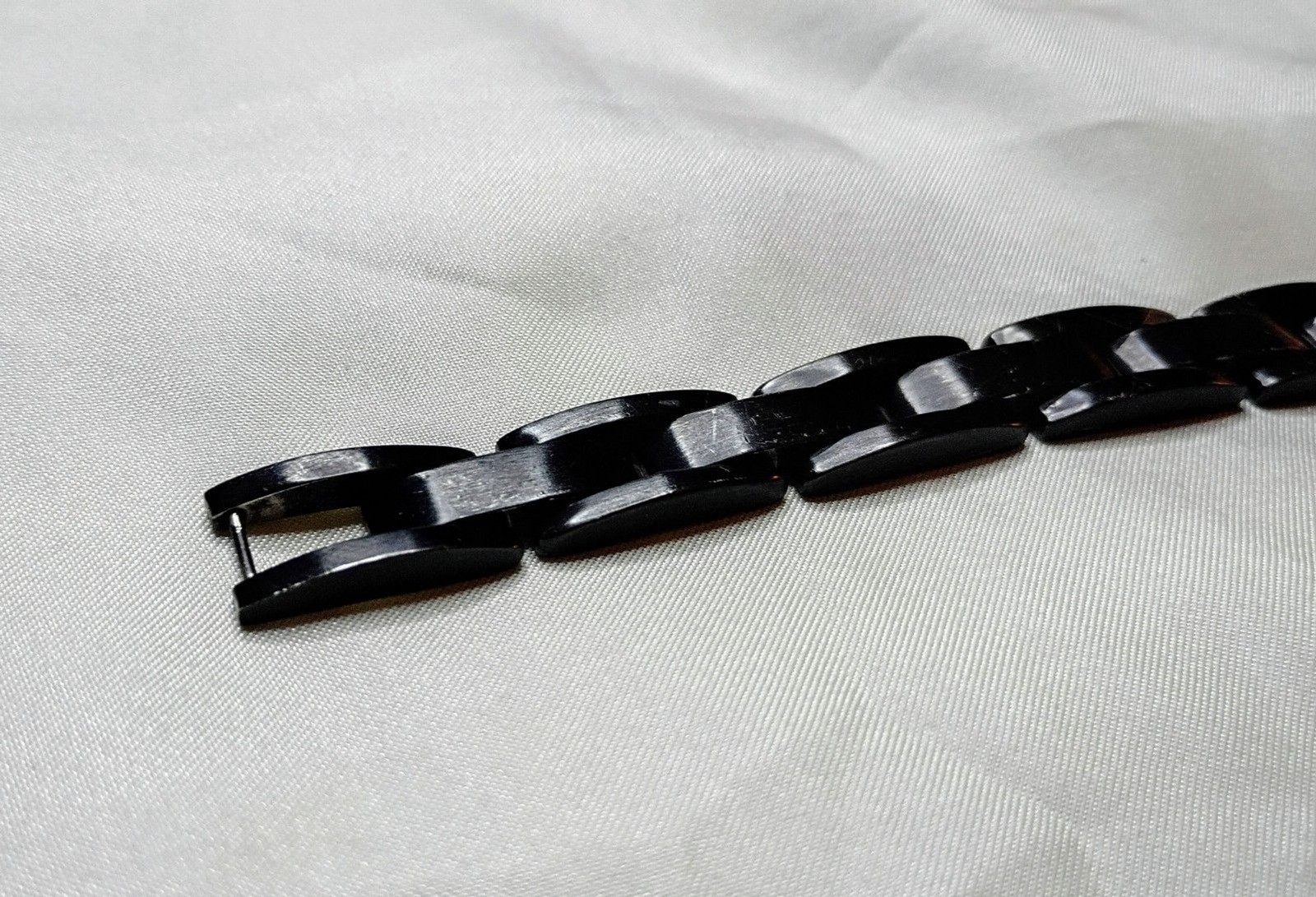 Black Ion Plated Stainless Steel Wide Link Men’s Bracelet 7.5″