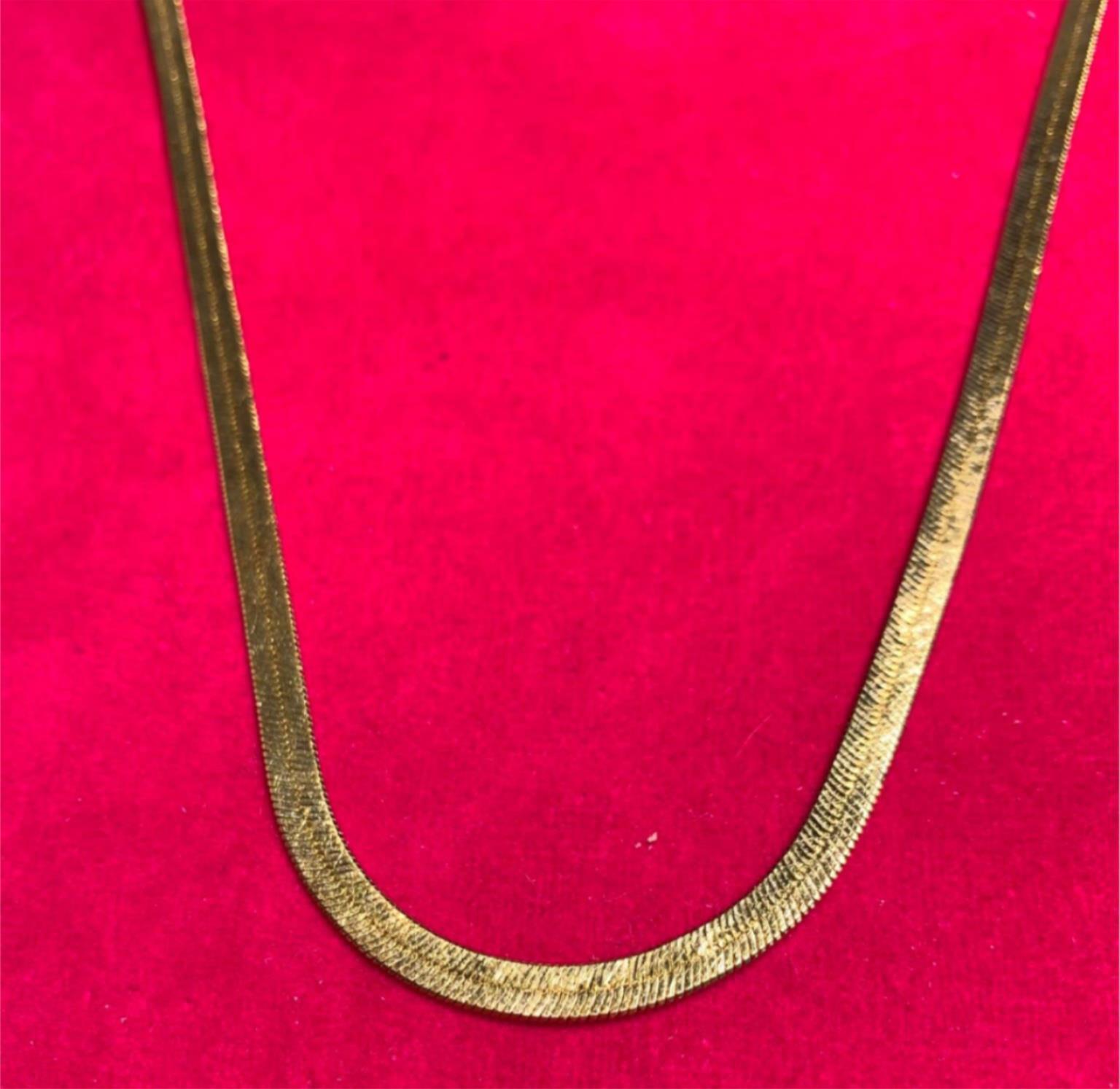 14 KT GOLD PLATED 7″-30″ 4.5mm FLEXIBLE SUPER HERRINGBONE CHAIN NECKLACE