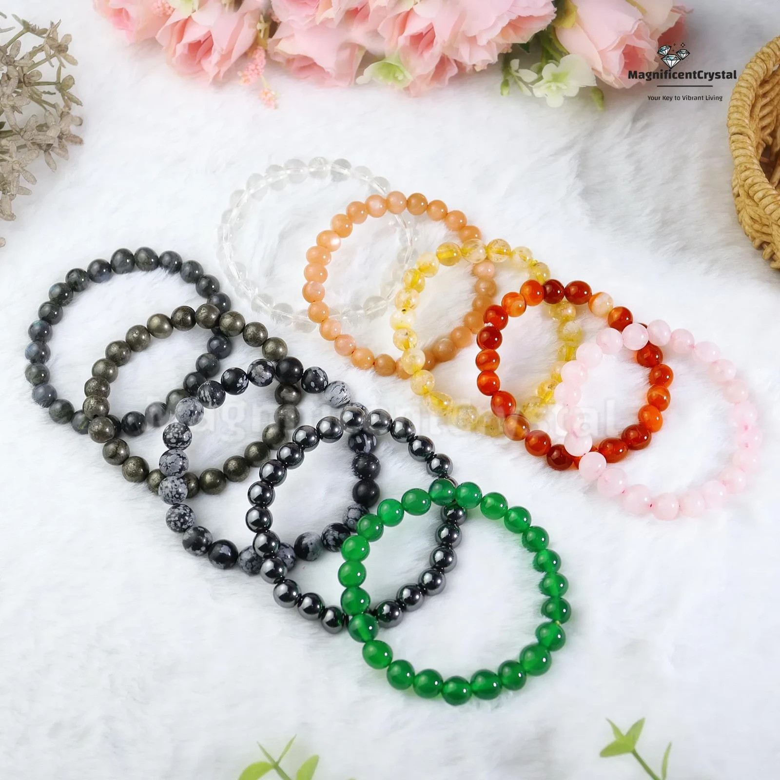3PCS Citrine Carnelian Quartz Bracelet Abundance Creativity Women Reiki Jewelry