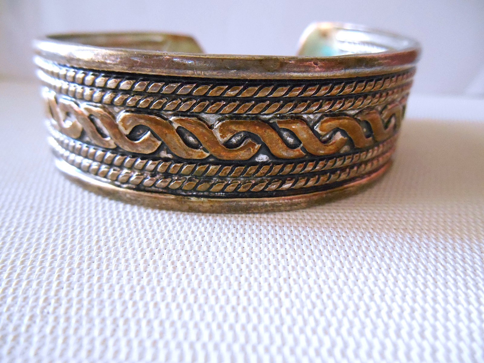 Lot of 3 Silvertone / Goldtone / Bronzetone Cuff Bracelets