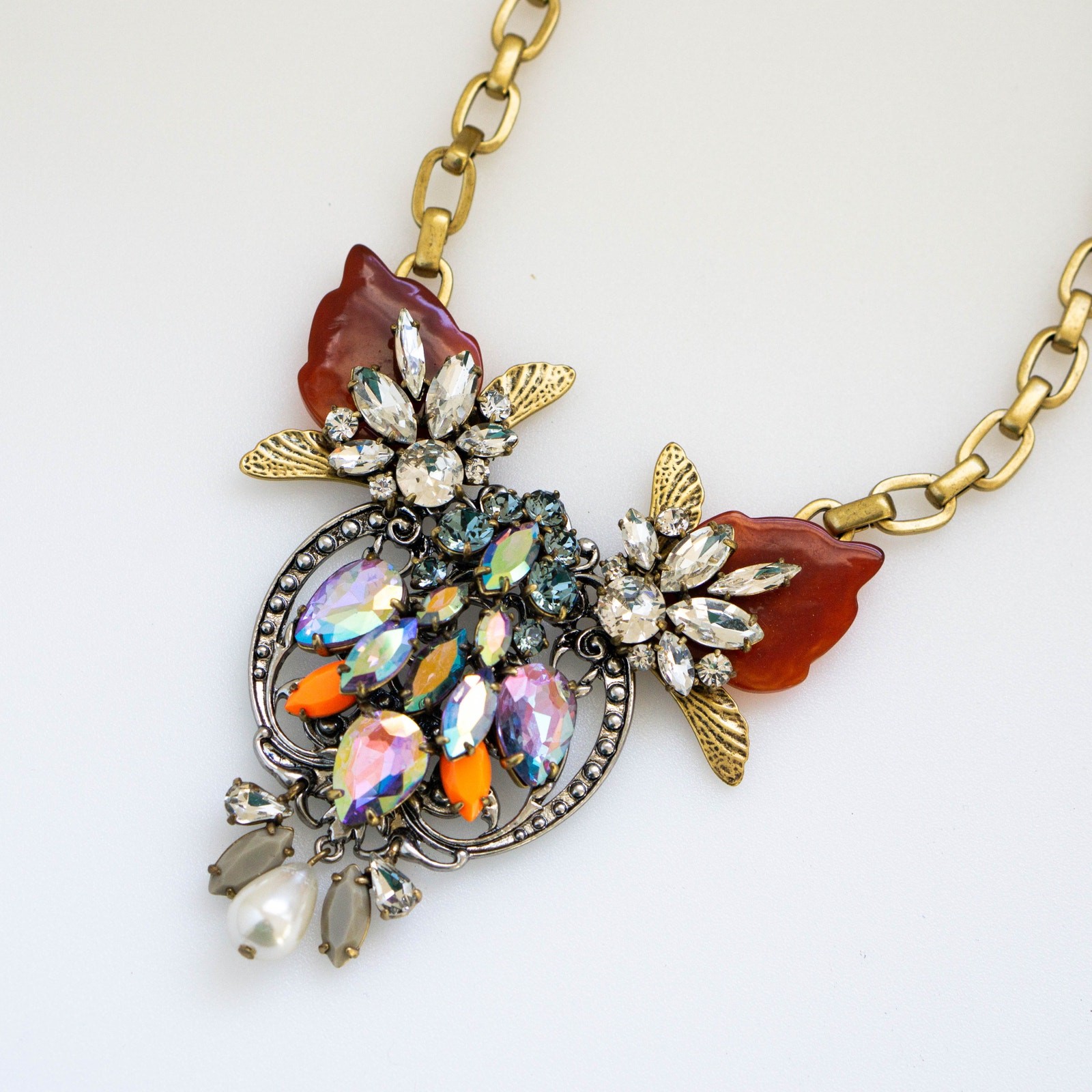J.Crew Crystal Pearl Statement Necklace