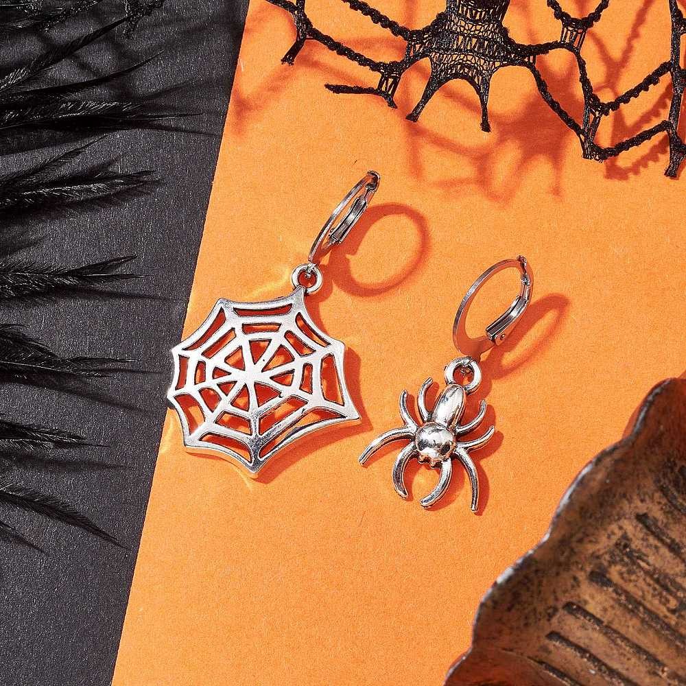 30 Set Alloy Tibetan Dangle Earring Spider Web Silver Leverback Earring Keychain