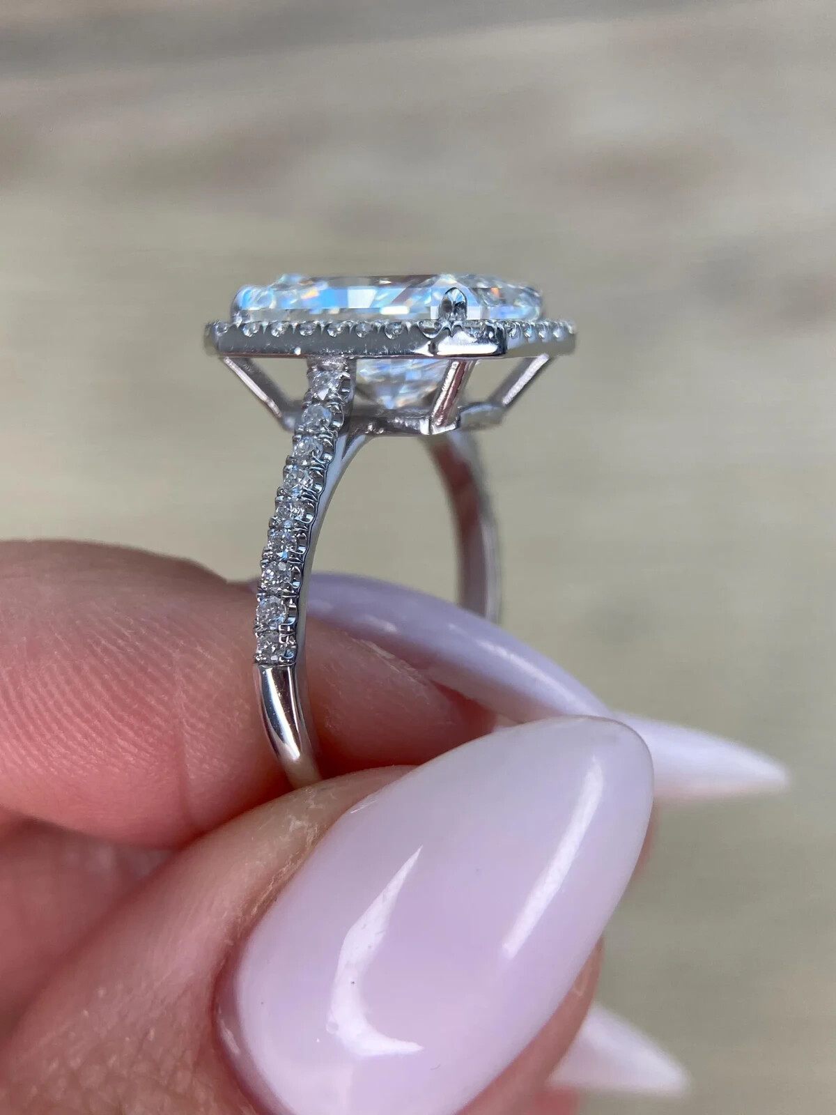 Elongated Radiant Cut Moissanite ring, 925 solid silver ring wedding gift ring