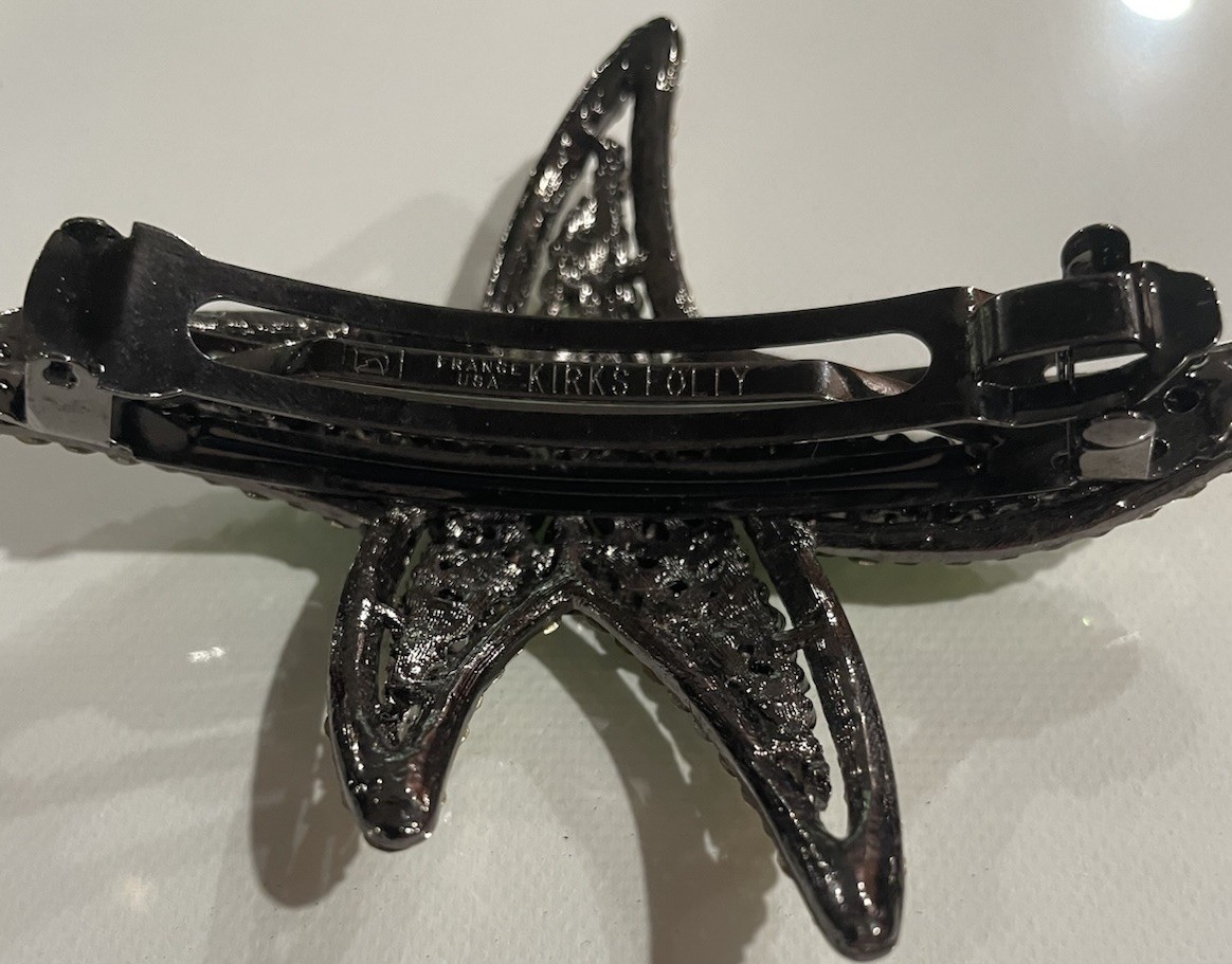 Kirk’s Folly Green Starfish Rhinestone Barrette Hair Clip Crystal Mermaid Beach