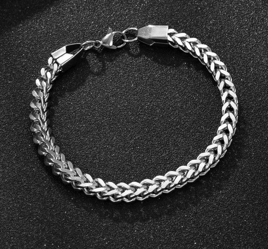 3PCS Fashion Mens Stainless Steel Twisted Punk Cube Chain Bracelets 20cm