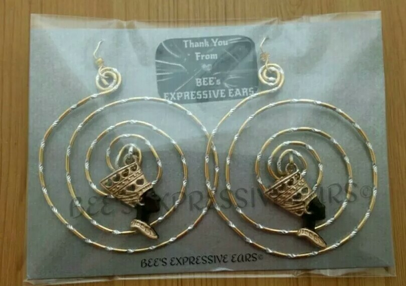 3.5cm Tight spiral 👑Nefertiti Earrings *plain face* by BEE’S EXPRESSIVE EARS
