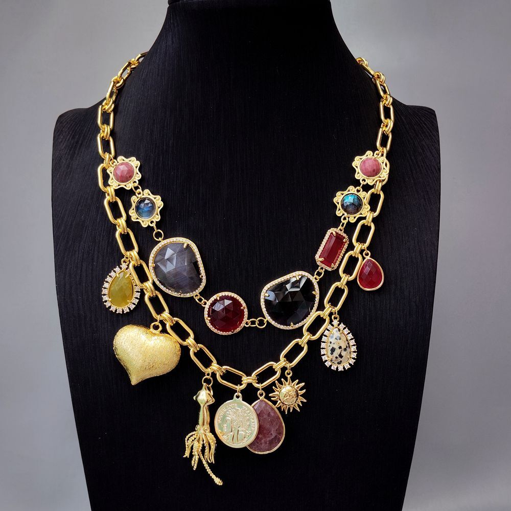 Multi Color Stone Beads Charm Choker Necklace Women Collar Designer Necklaces