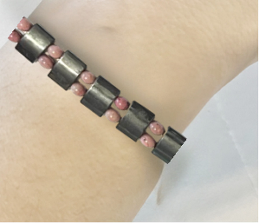 HEMATITE Crystal Healing 8″ Wrist BRACELET “Pink Harmony” – non-magnetic beads