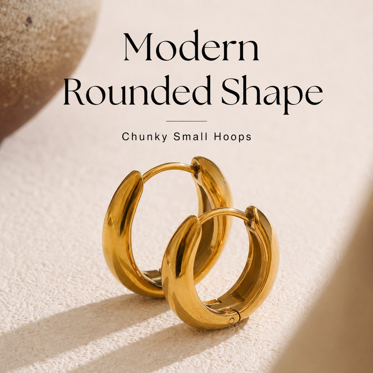 Chunky Huggie Hoop Earrings Stainless Steel Gold Silver Women Small Waterproof