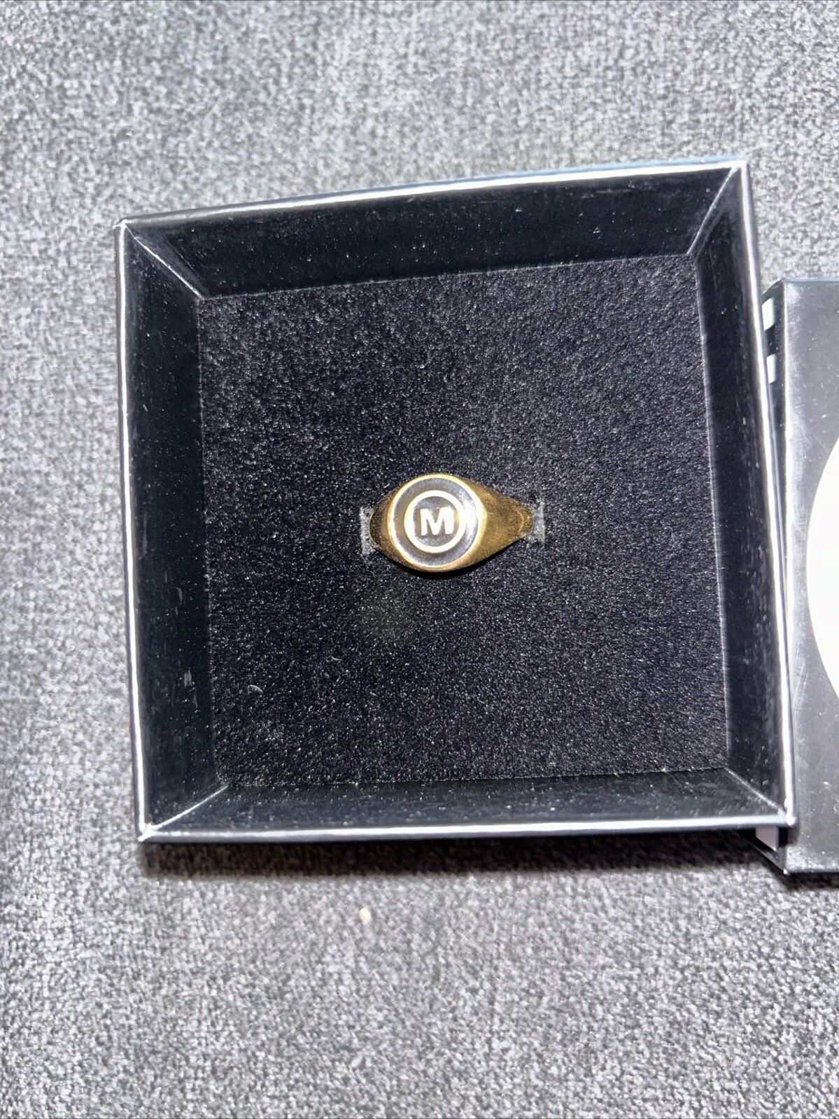 Monogram M Initial For Chinatown Market Gold Tone Ring Unisex Sz 8 New