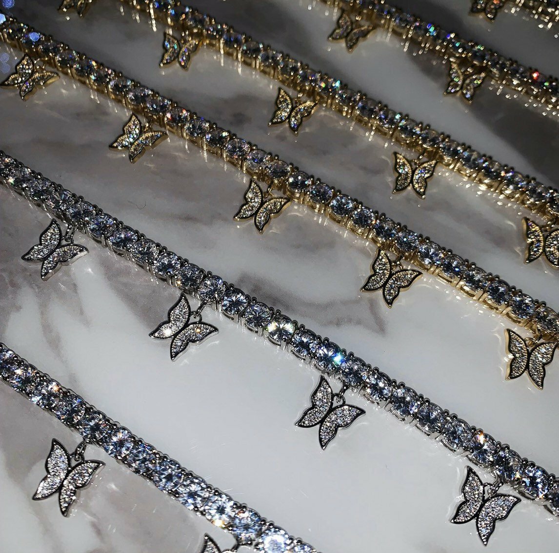 2 piece SET cuban butterfly tennis choker