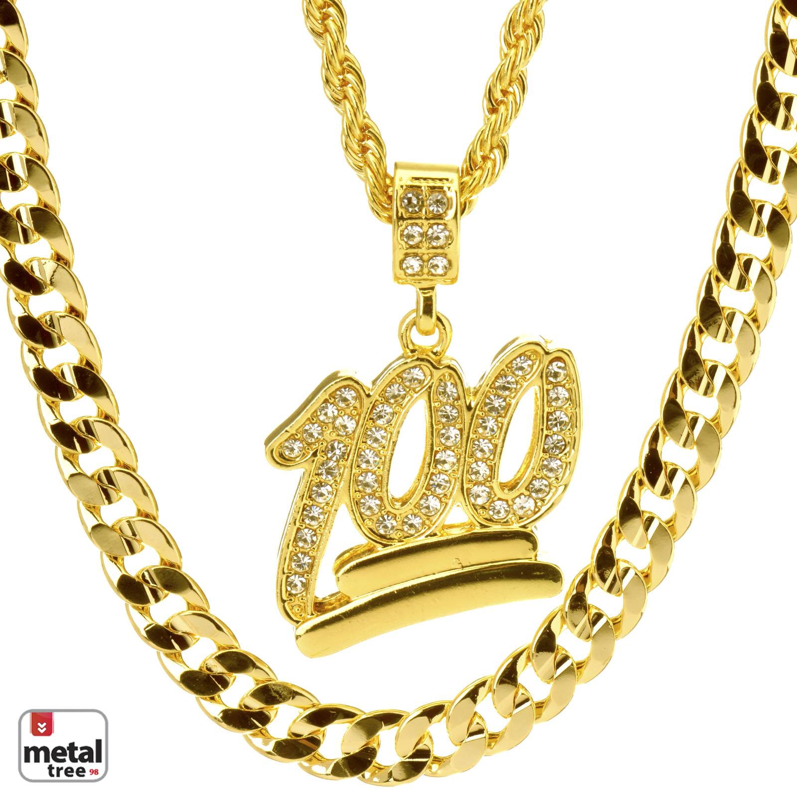 Hip Hop NEW 100 Emoji Pendant 22″ Rope & 30″ Concave Cuban Heavy Chain MHC 24 G