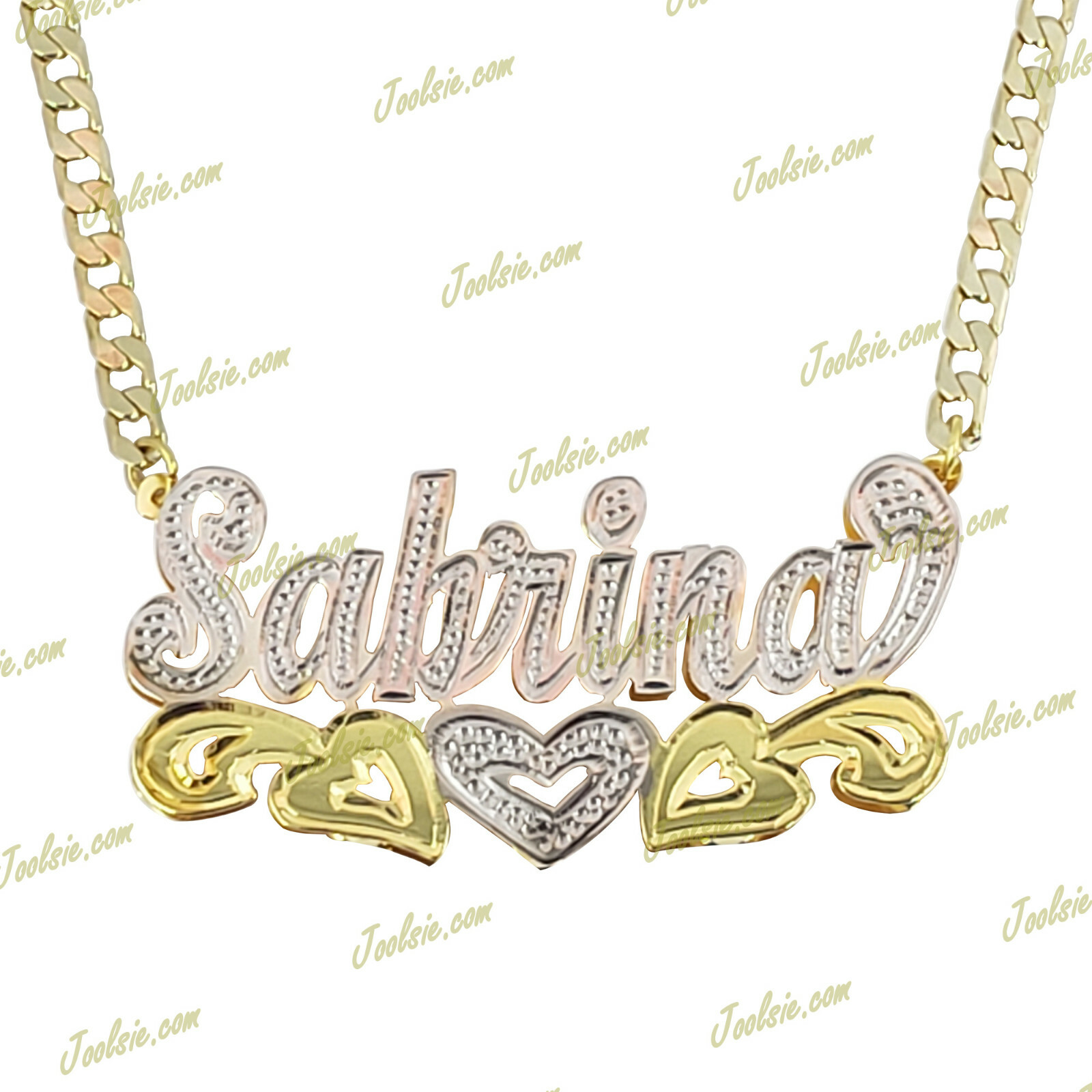 PERSONALIZED 14K GP 3D DOUBLE PLATED SCRIPT NAME PLATE NECKLACE ANY NAME US SELL