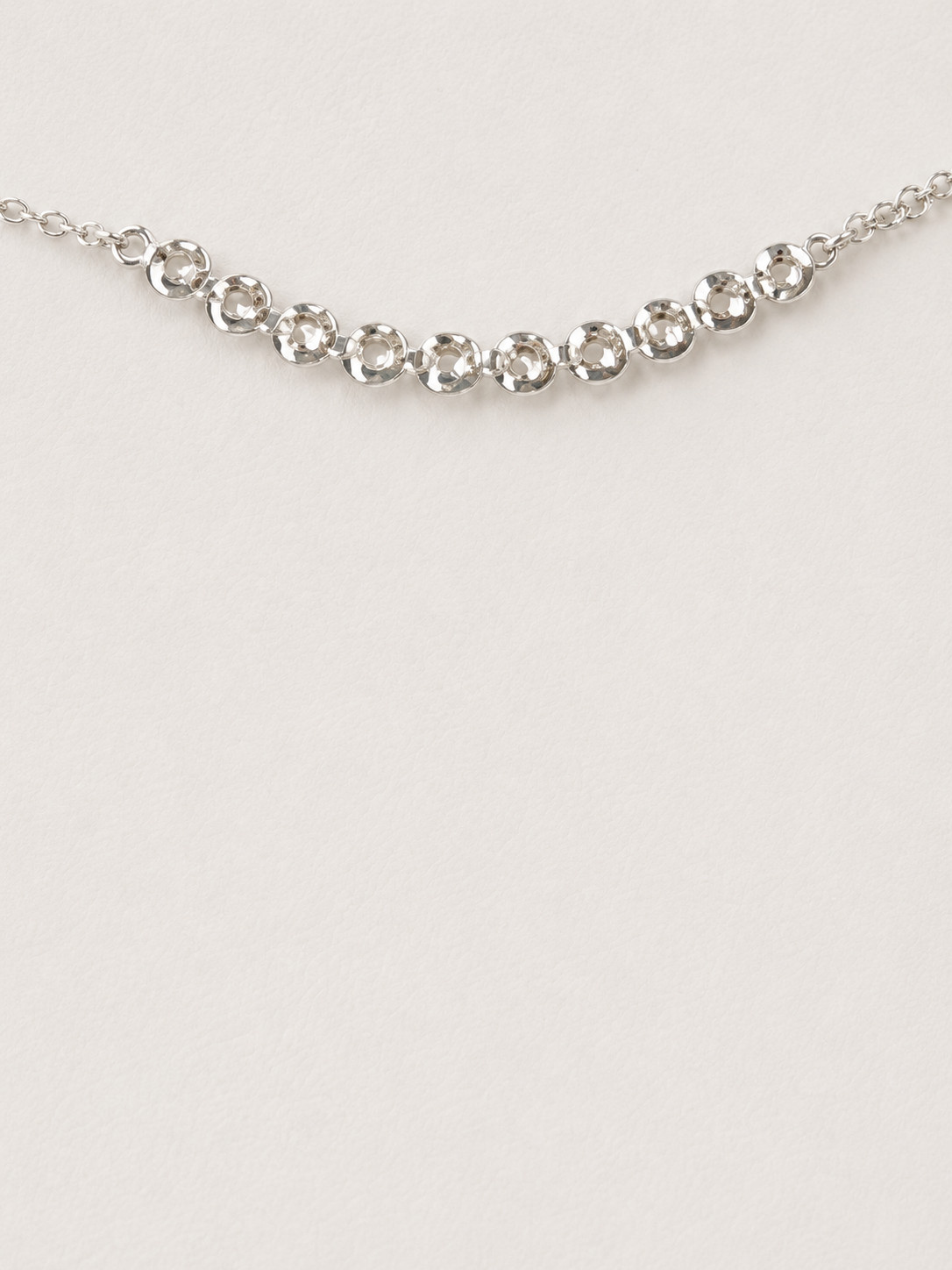 LOFT Silver Tone Clear Rhinestone Curved Bar Necklace 18.5” Adjustable