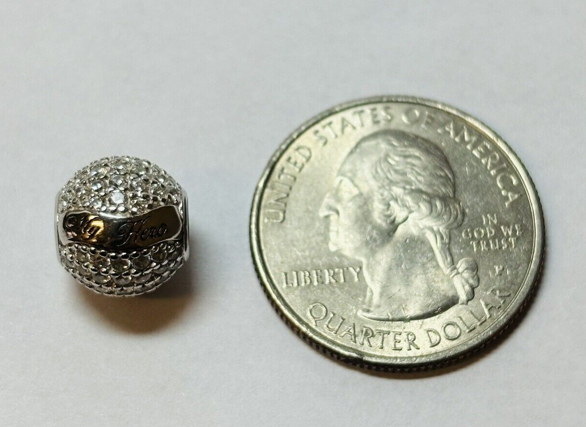 Gnoce Sterling 925 Silver My Dad My Hero CZ Bead Charm