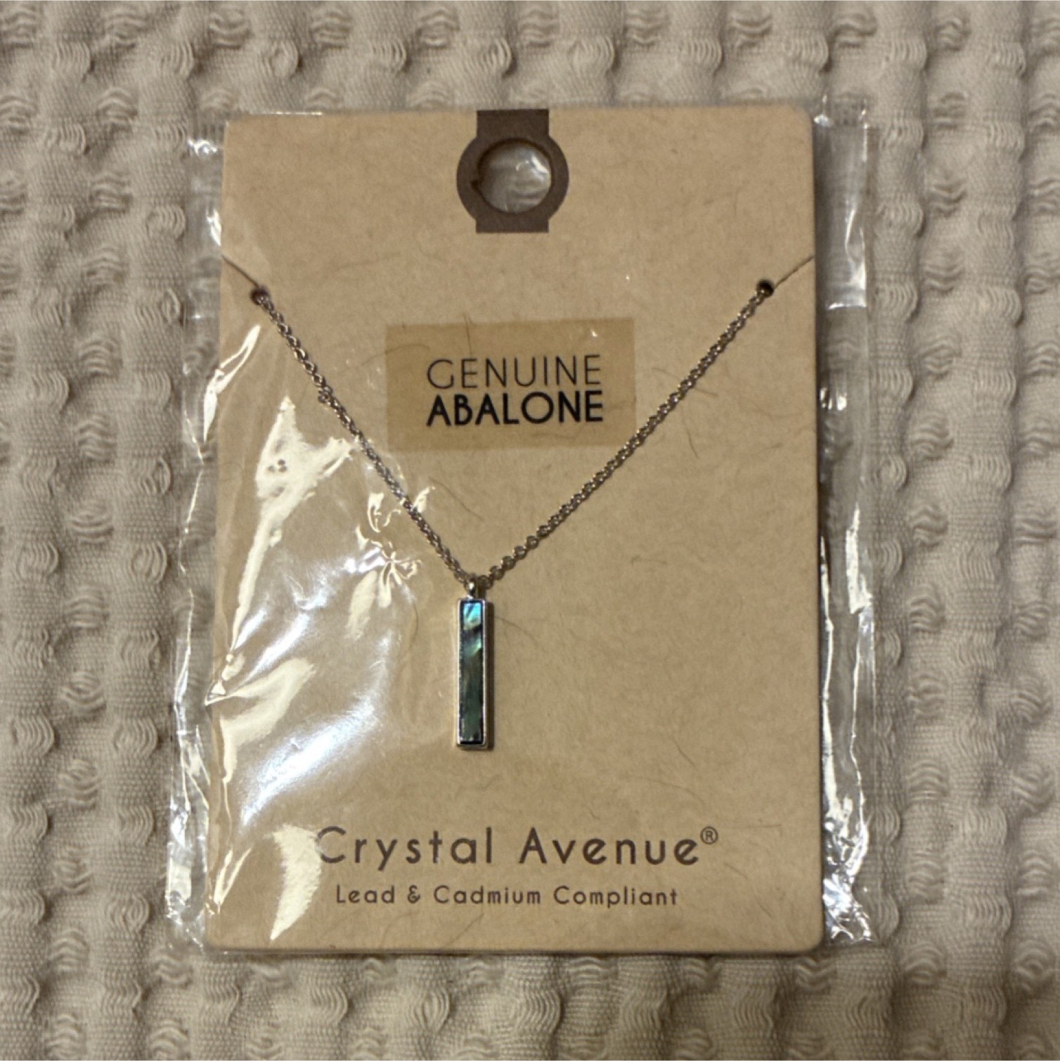 Crystal Avenue Genuine Abalone Bar Pendant Necklace, Lead & Cadmium Compliant