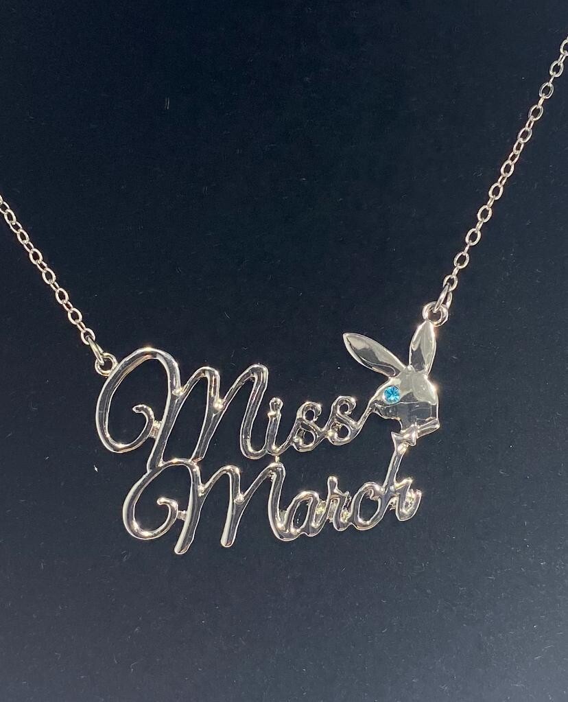 PLAYBOY MISS March w/BIRTH MONTH STONE Necklace jewelry