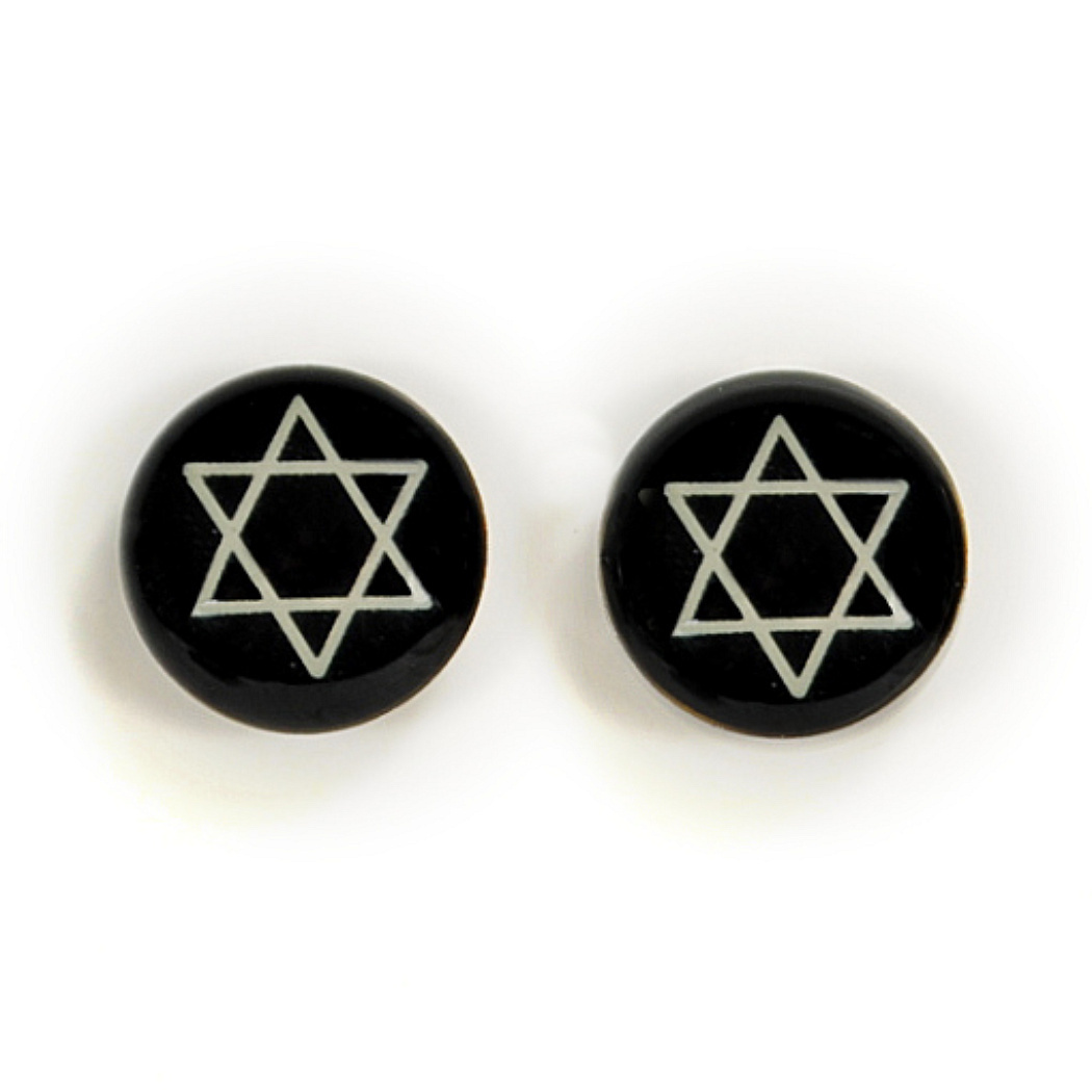 STAINLESS STEEL POST EARRINGS STAR of DAVID Hebrew Jewish Black White Studs NEW