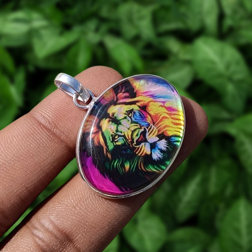 Multi Dichroic Glass/ Gemstone 1PCS Bezel Pendant 925 Silver Plated Gift Jewelry