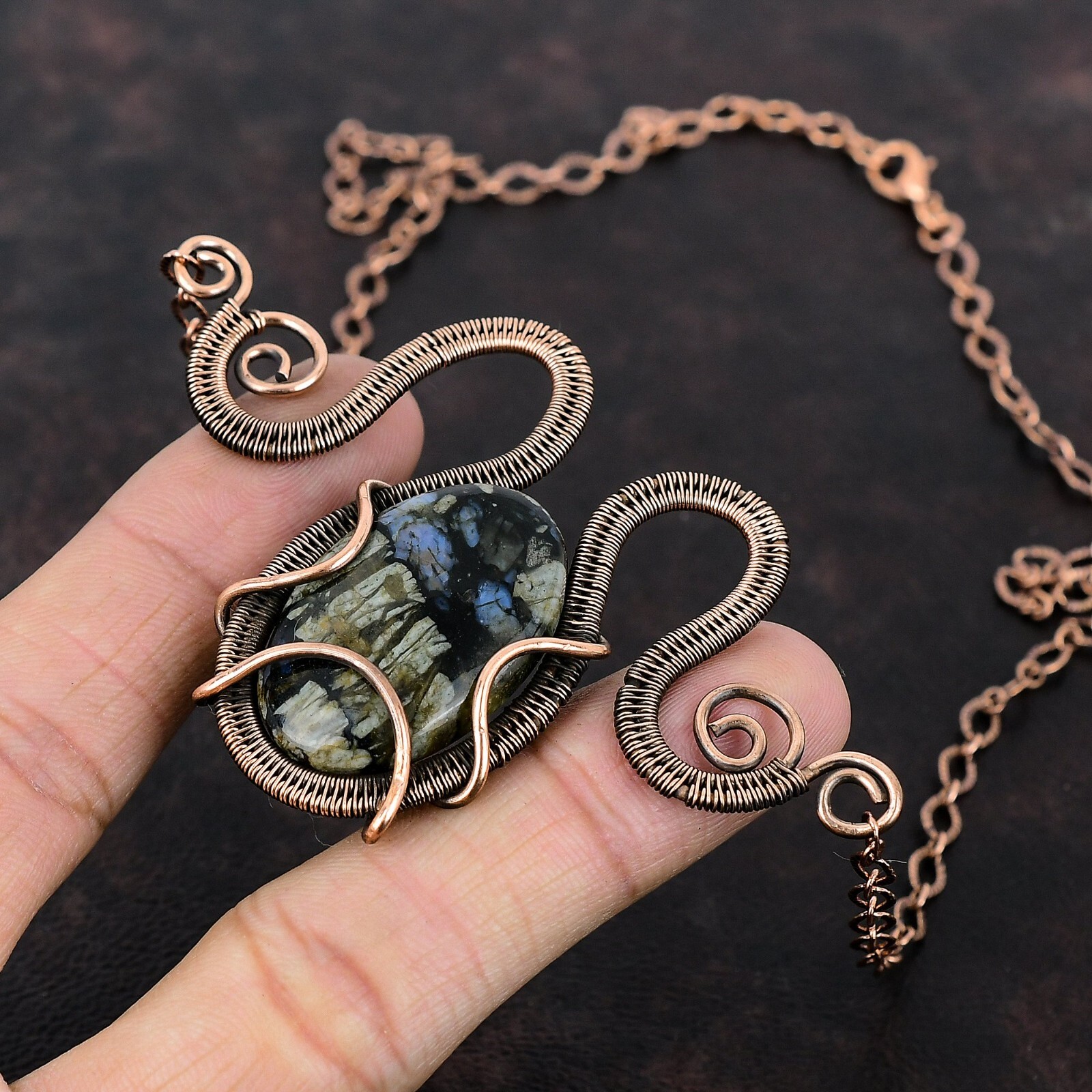 Que Sera Copper Gift For Sister Wire Wrapped Necklace Adjustable 18.0″