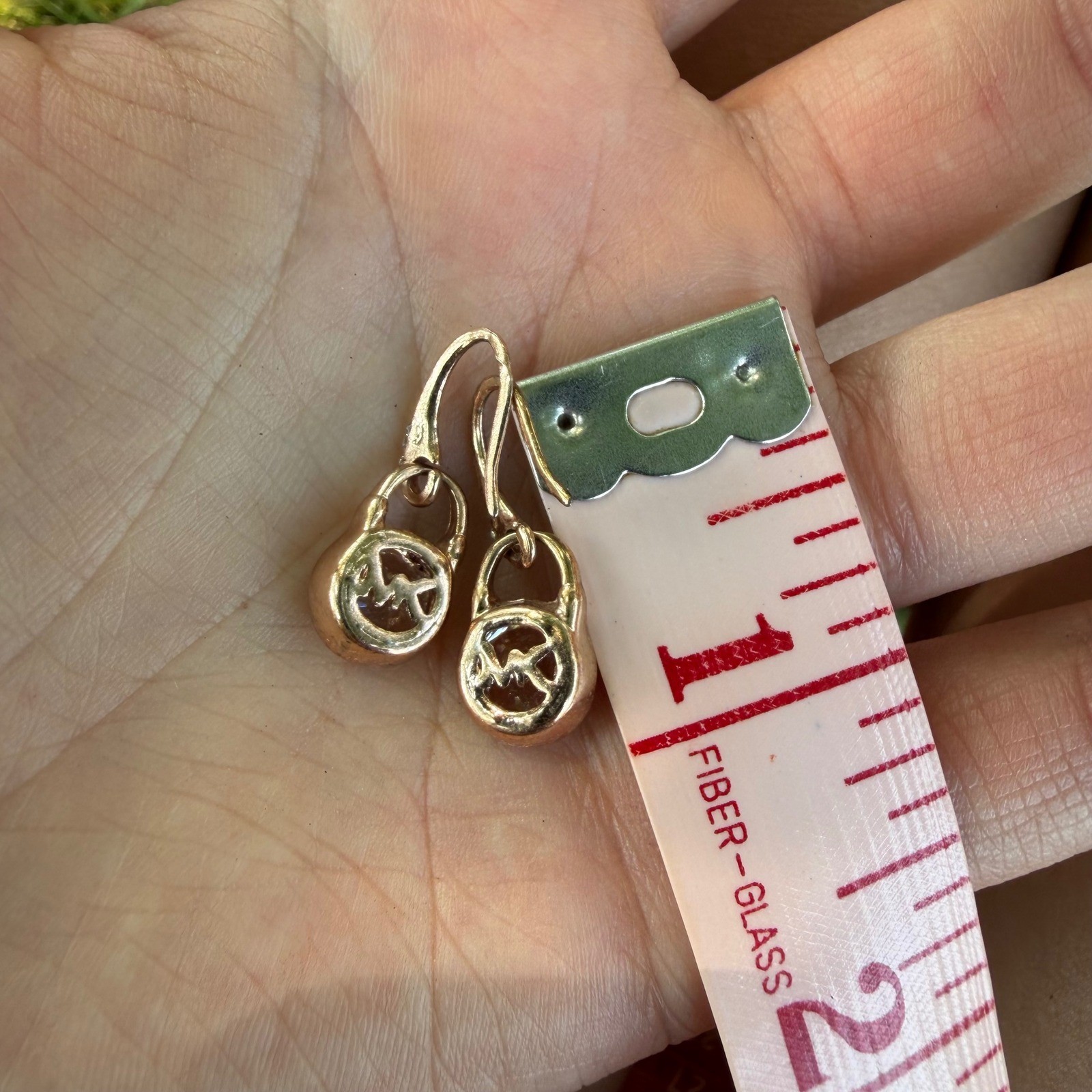Michael Kors Rose Gold Tone Padlock Dangle Earring Clear Brilliant Cut CZ Accent