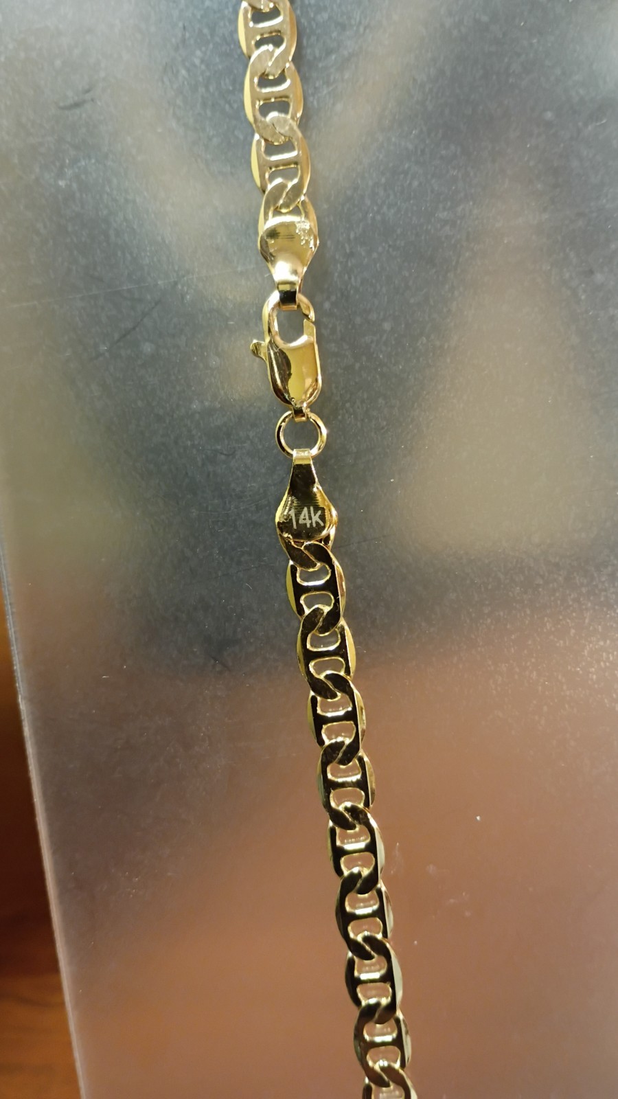Yellow Gold Plated Mariner Link Chain 6mm Wide 24inches Long Unisex Necklace