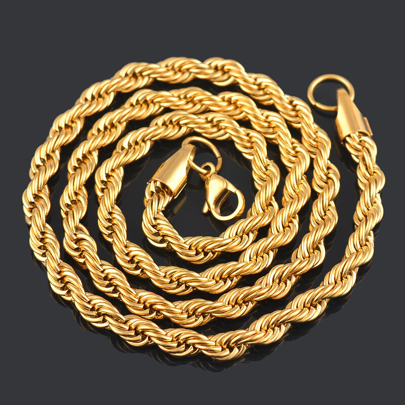 HEAVY 6MM THICK GOLD FILLED 18K Italy solid Rope necklace 28″ chain men women
