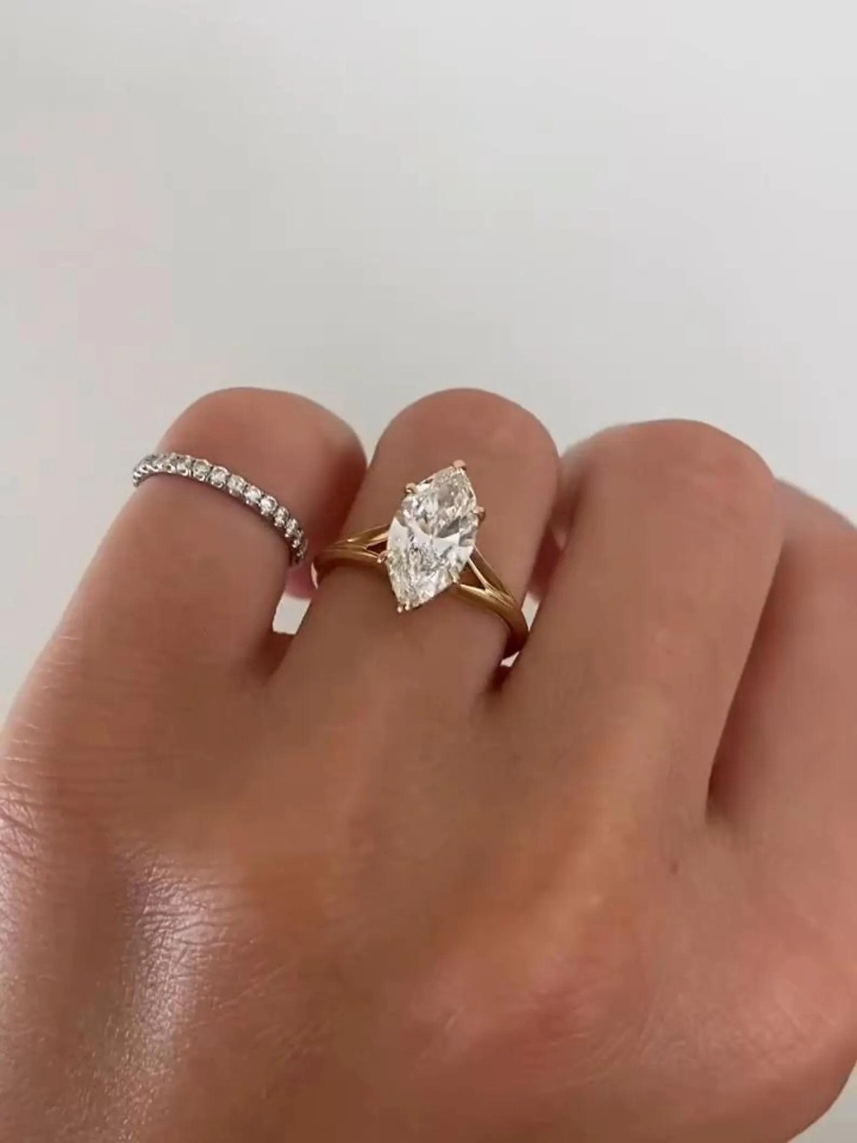 1.50CT Marquise Moissanite Solitaire Engagement Ring, Split Shank Solitaire Ring
