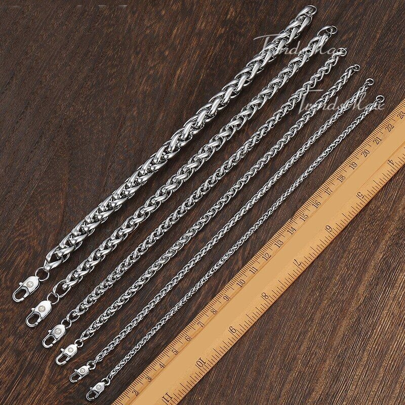 Stainless Steel Wheat Link Bracelets Hip Hop Men’s Punk Bracelet Women’s Jewelry