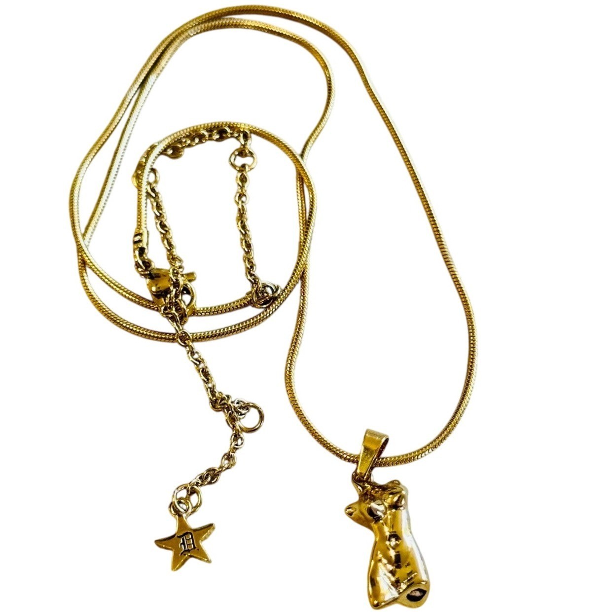 Dalmata D Women’s Torso Charm Necklace Fashion Gold Gothic Punk Rope Chain 21″