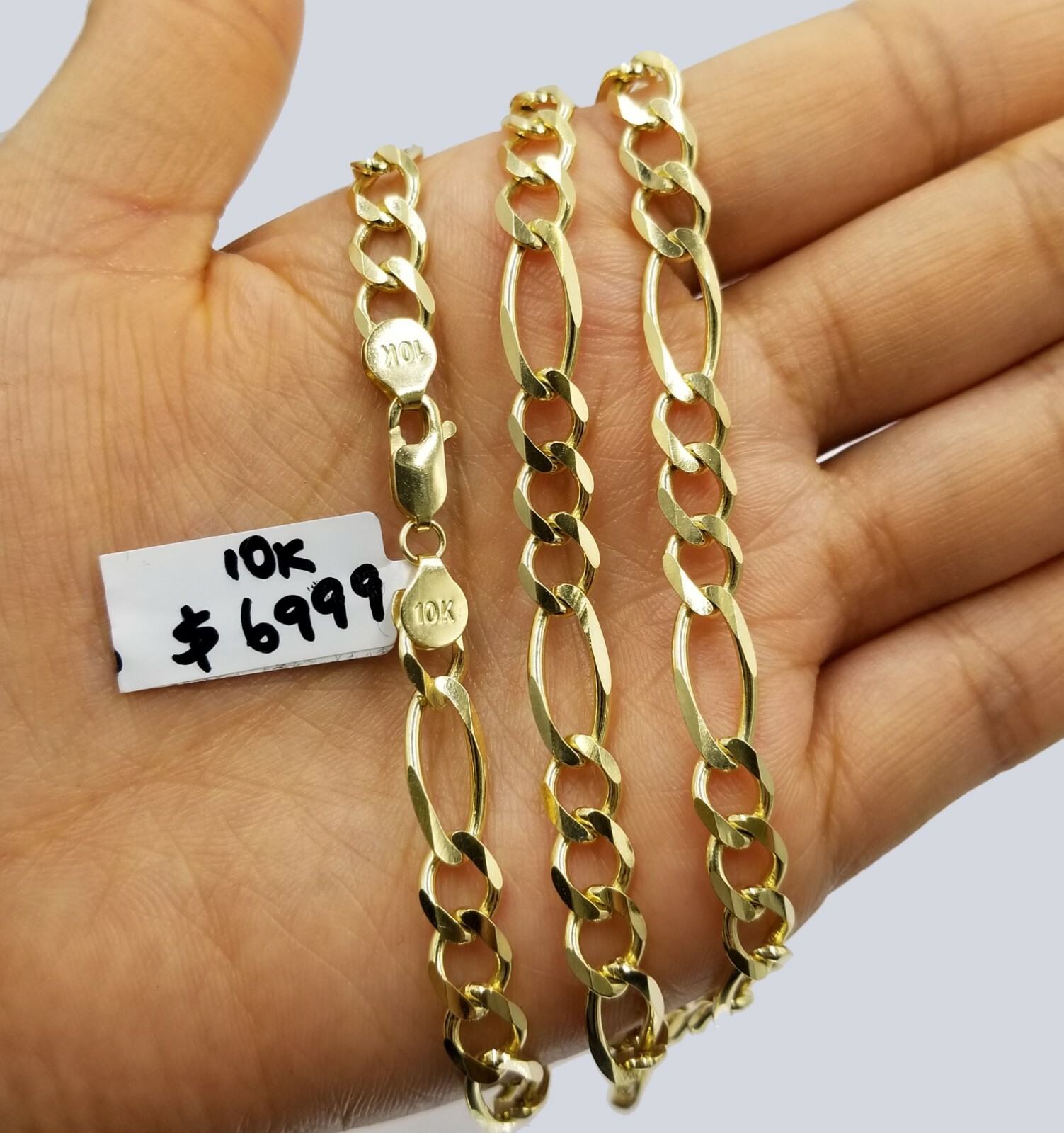 Solid 10k Yellow Gold Figaro Link Chain 7mm 22″ Heavy Necklace Men Women REAL