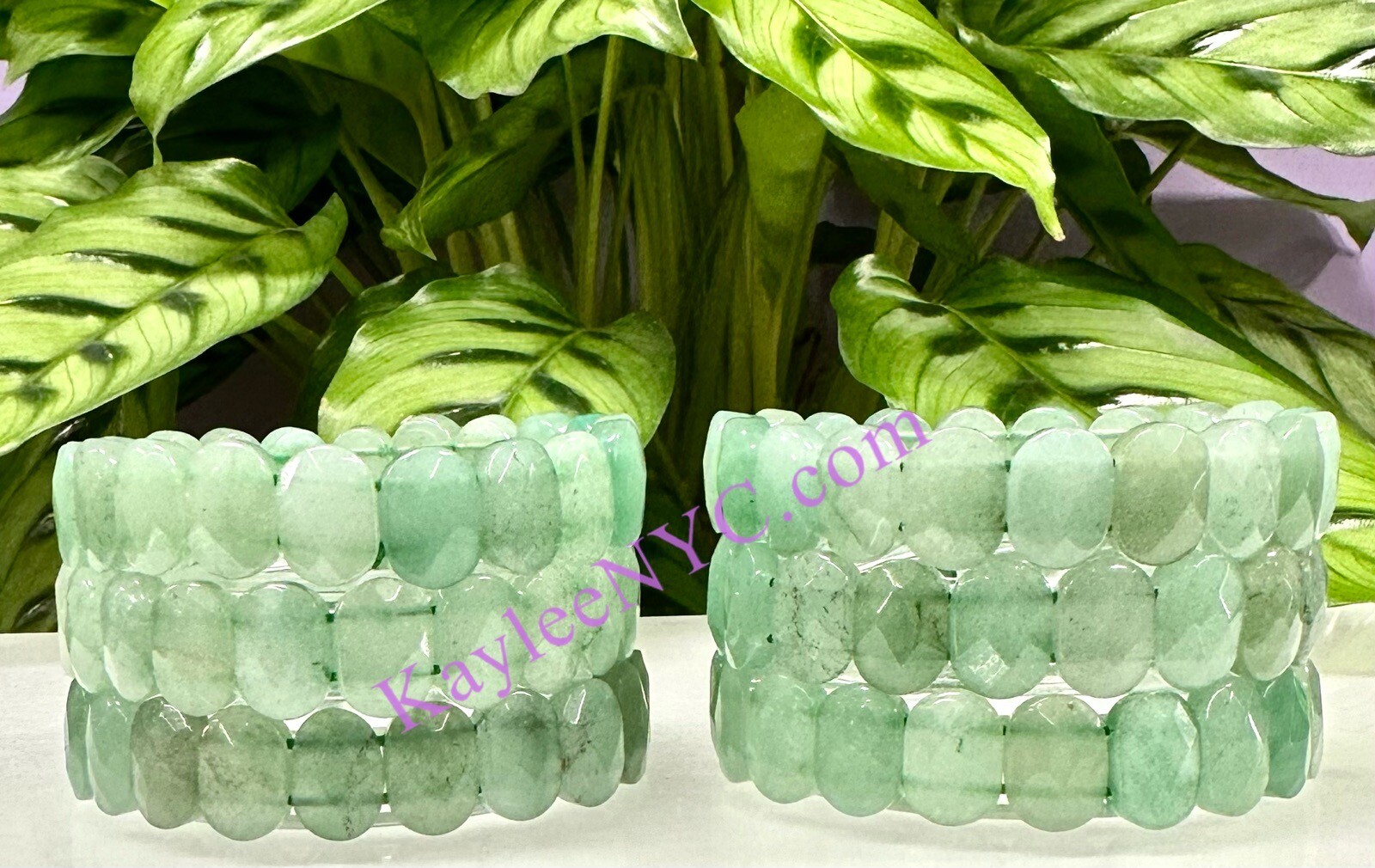 Wholesale 6 Pcs Natural Aventurine Faceted 7.5” Crystal Bracelet 15mm
