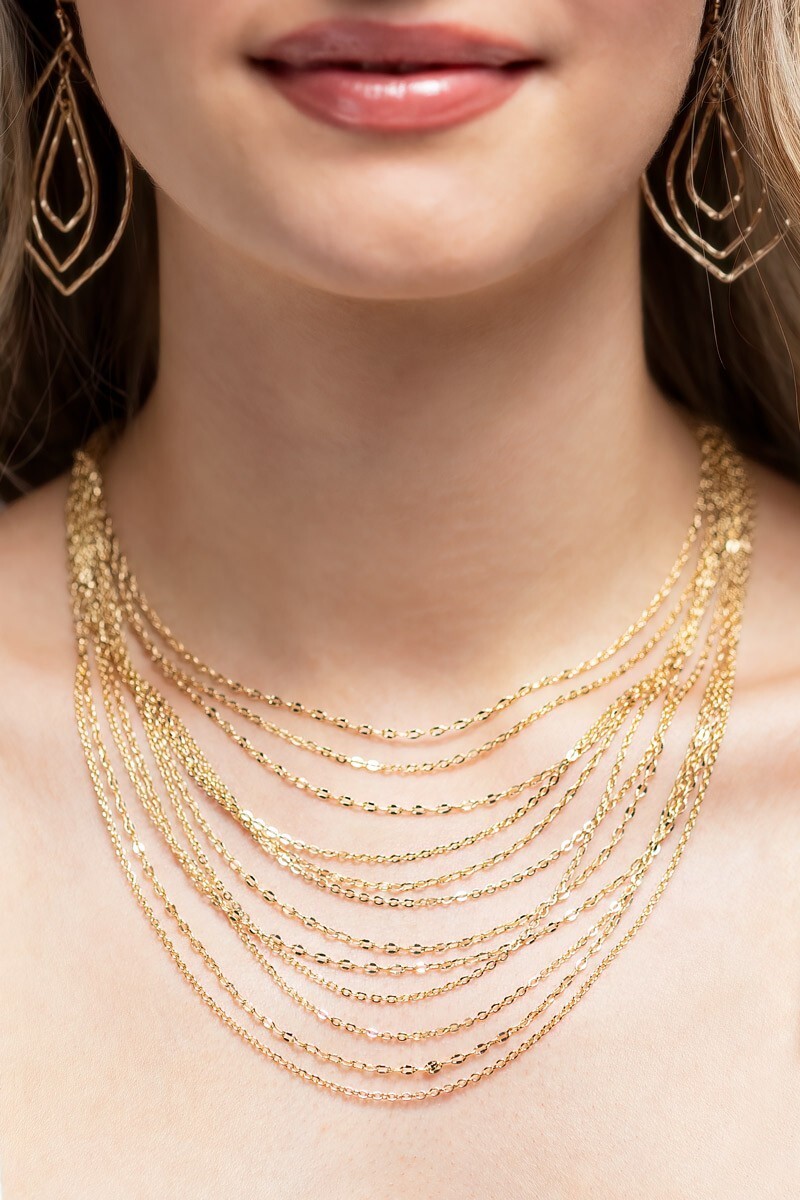 Chain Link Necklace Shiny Layers Sparkle Effect Mixed Metal & Solid Color ~ NEW