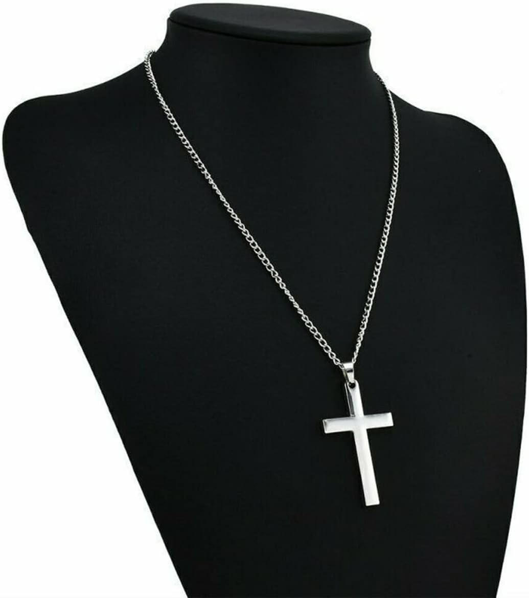 2pc Cross Necklace Silver Premium Alloy Solid Color Cross Pendant Necklace