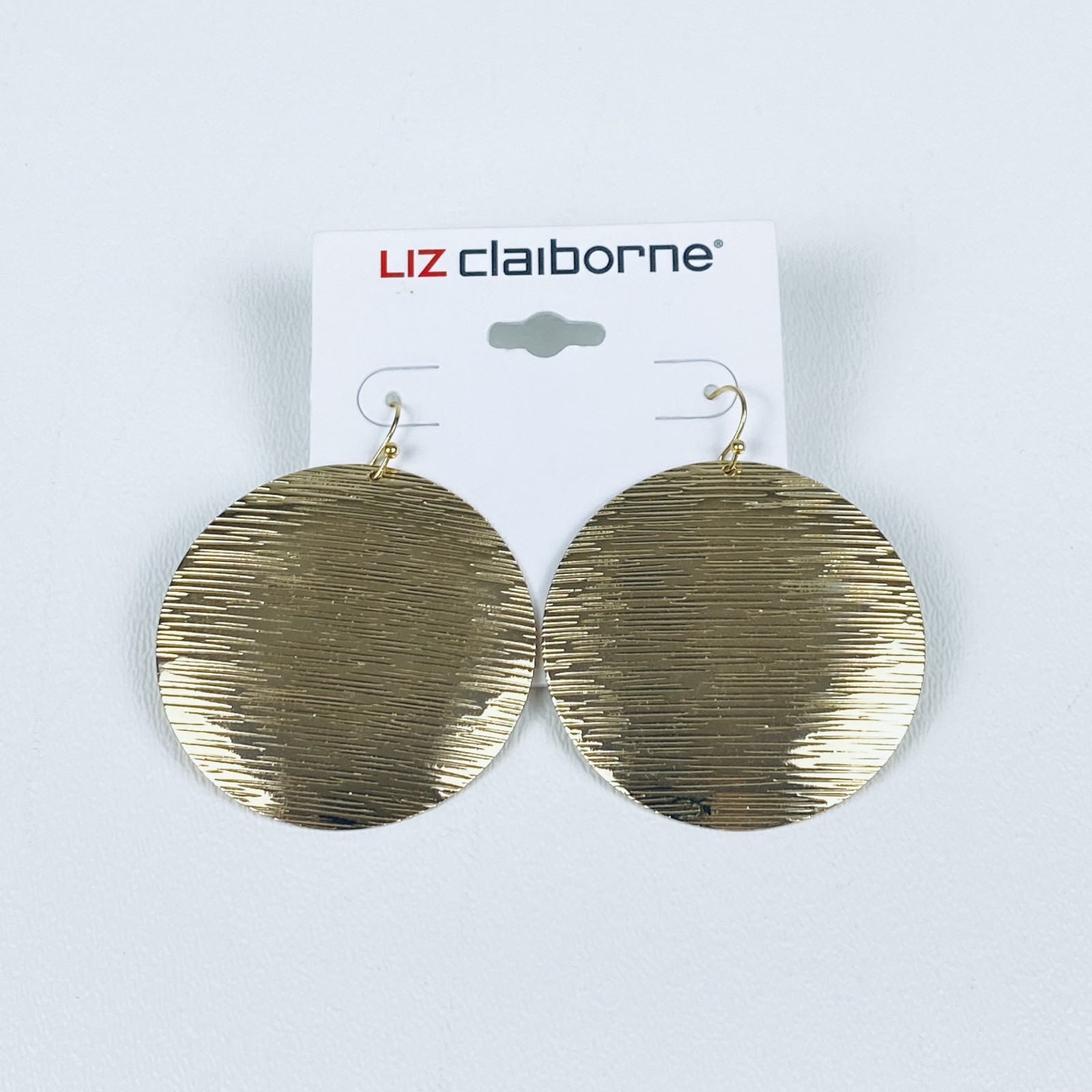 Women’s Liz Claiborne Circular Gold Earrings 1-7/8 inch Diameter NEW