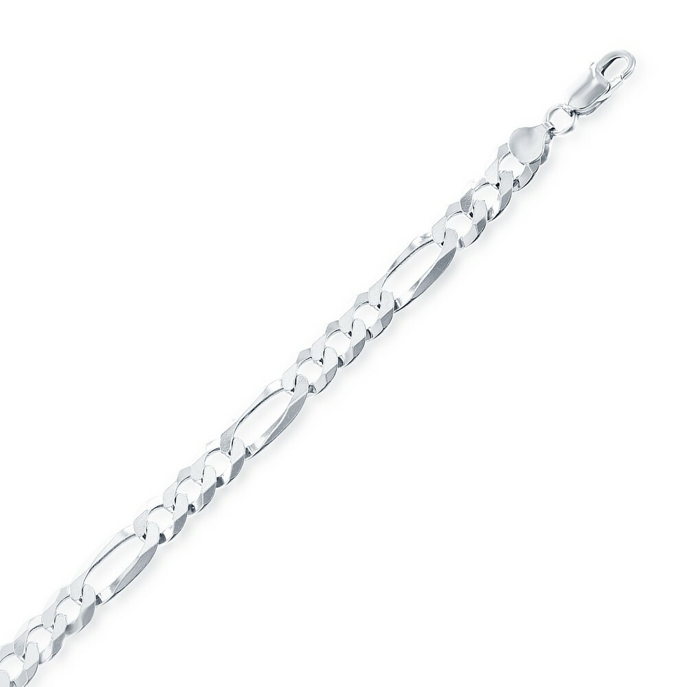 Sterling Silver Rhodium Plated 5.8mm Figaro Chain, 8