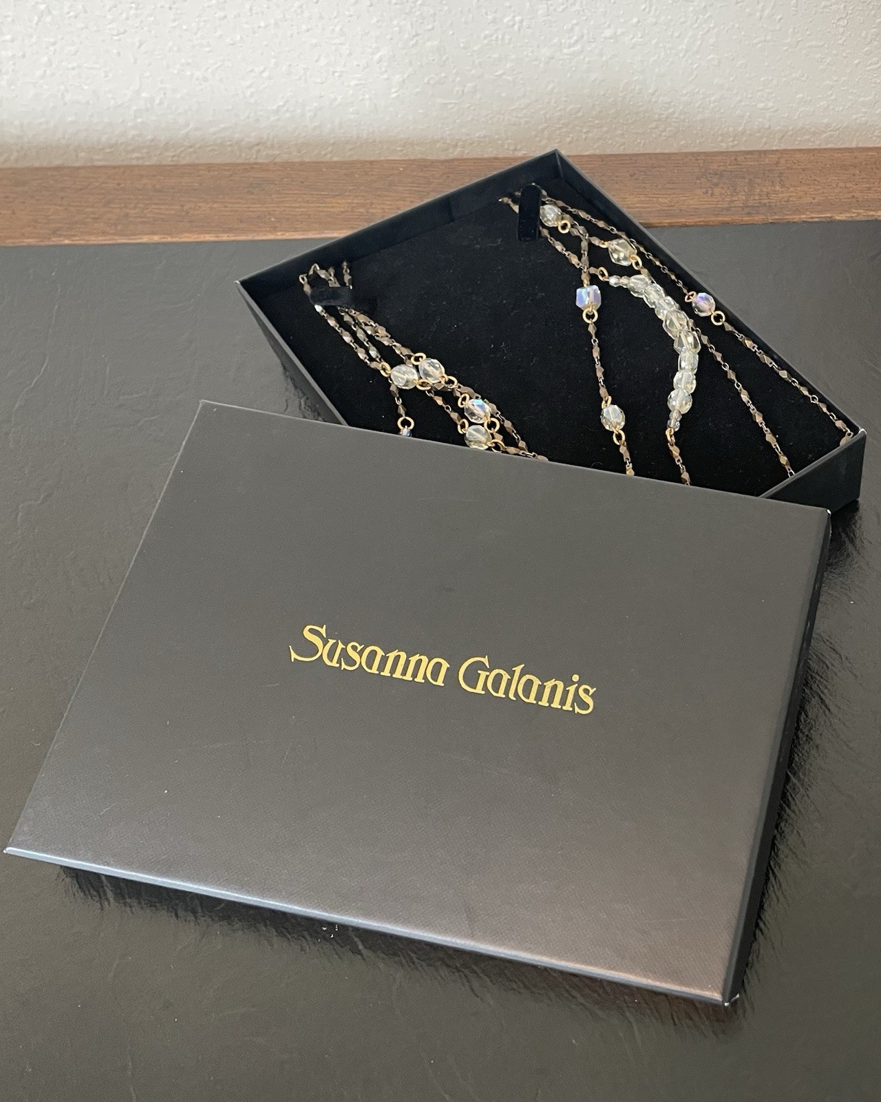 Susanna Galanis Bronze Crystal Four Strand Necklace
