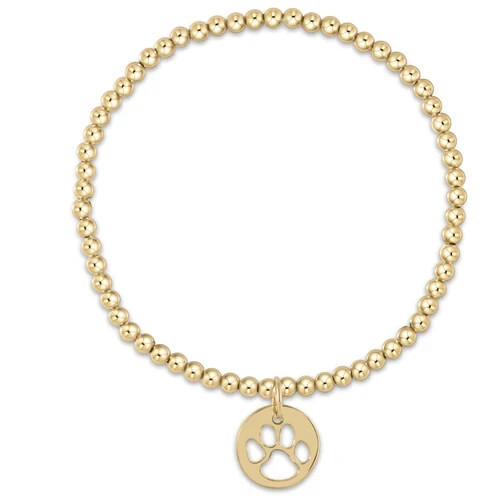 enewton LOOK 14kt Gold Filled Paw Print Classic 3mm Bead Stretch Bracelet 6.25″