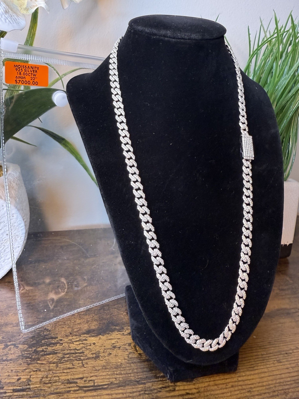 22” 6.5MM SOLID 925 Sterling Silver (49g) Miami Cuban Chain with VVS Moissanite