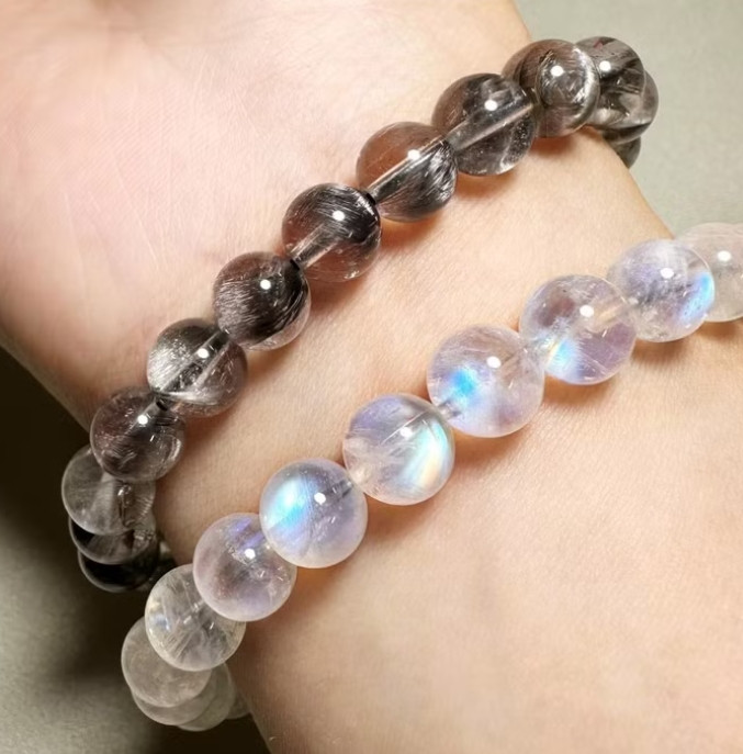 Moonstone Stone Bracelet Natural 7-8mm Gemstone Stretch Energy Bracelet Gift