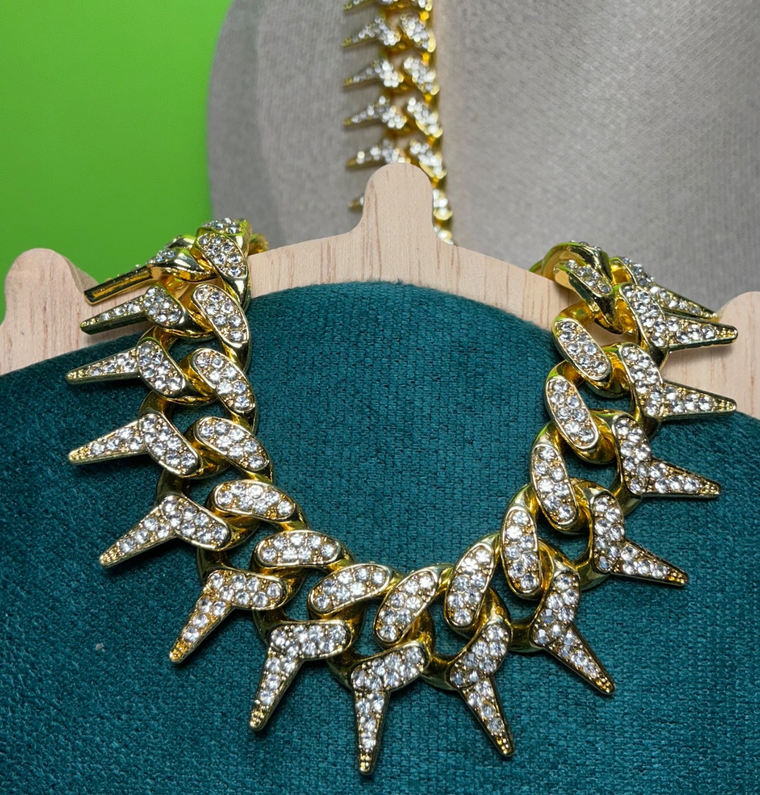 New Spike Chain Necklace 20 inches & Bracelet 8 Lot Men Women Teen Hip Hop Punk