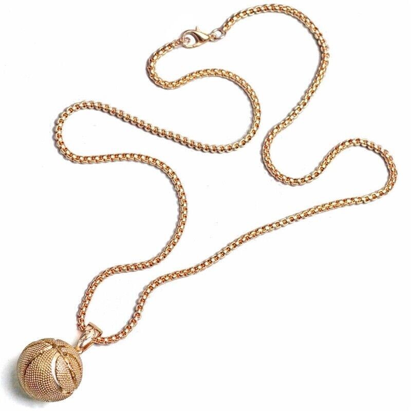 Gold Basketball Necklace, Mens Ball Pendant , NBA Hoops, Jordan, Lebron, Curry